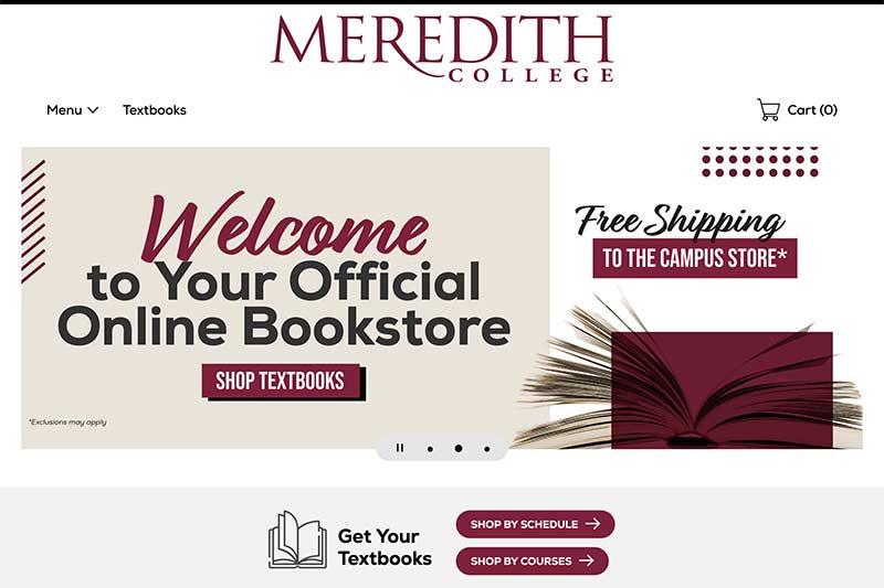 Screenshot of the online bookstore homepage.