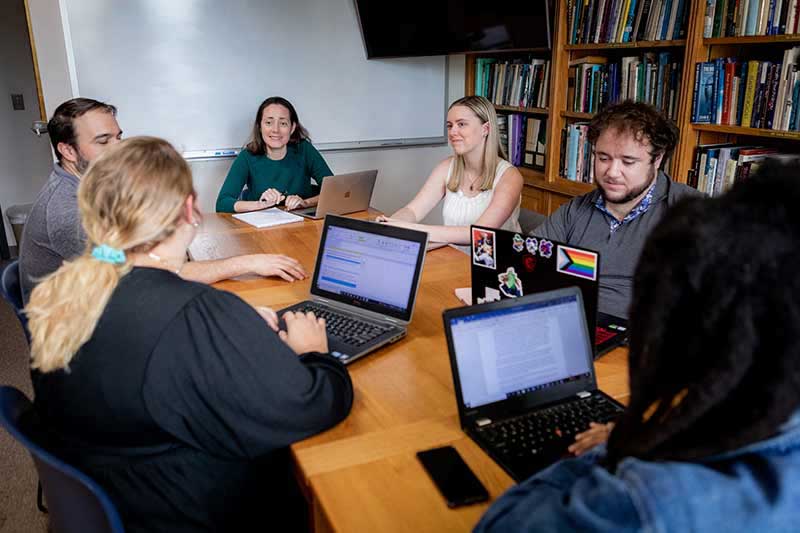 Students working on their laptops for I-O Psych.