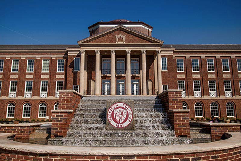 Johnson Hall exterior w/ fountain stairs lined up to show what the old stairs looked like.