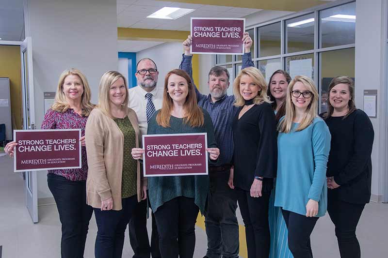 Meredith teaching alums at North Ridge Elementary School.
