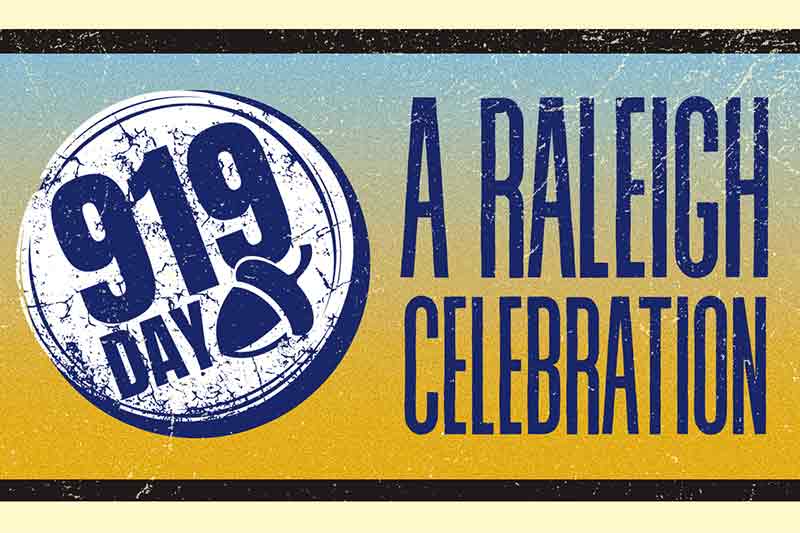 Text that reads 919 Day, a Raleigh celebration with an acorn graphic.